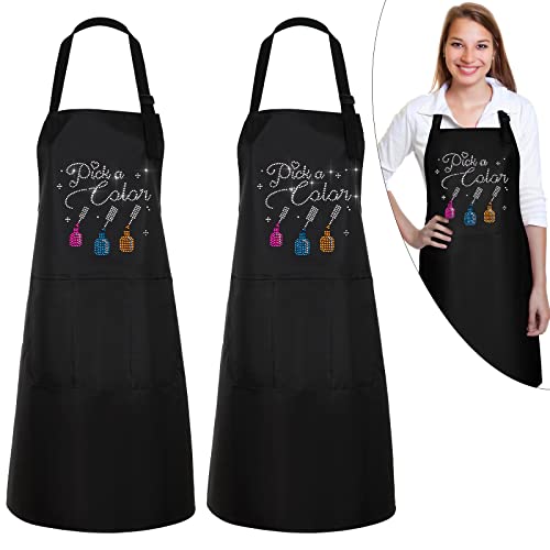 SATINIOR 2 Pcs Nail Tech Apron with Pocket Salon Gift - color: Vivid Pattern