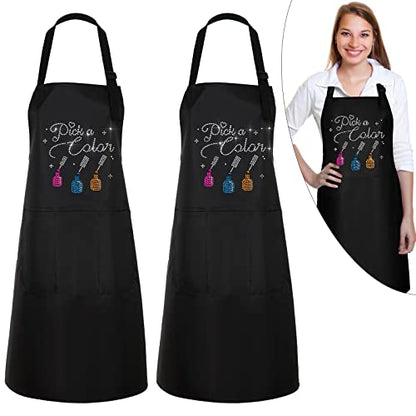SATINIOR 2 Pcs Nail Tech Apron with Pocket Salon Gift - color: Vivid Pattern