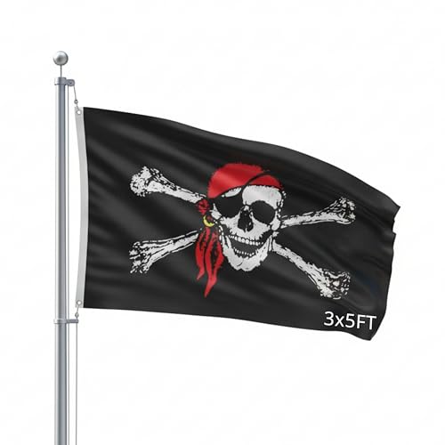 SSK® Pirate Outdoor Flag - Large 3' x 5', Weather-Resistant Polyester - color: Pirate