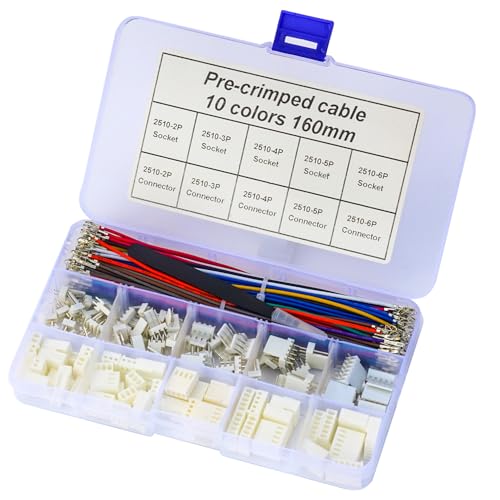 Compatible with Molex Wire-to-Board Connectors, KK 254 Connectors 2.54mm Pitch with 22AWG Premium Pre-Crimped Wire, KK 254 2.54mm 2P 3P 4P 5P 6P Housing (TC-MX-KK254-2510-2.54mm) - size: 2.5mm-KK-254