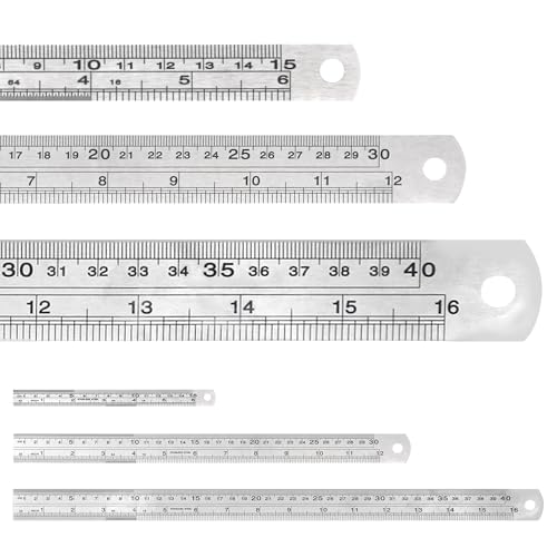 Mr. Pen- Metal Straight Edge Ruler, 3 pcs, 6", 12", 16" - color: Silver, size: 6, 12, 16 inch