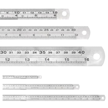 Mr. Pen- Metal Straight Edge Ruler, 3 pcs, 6", 12", 16" - color: Silver, size: 6, 12, 16 inch