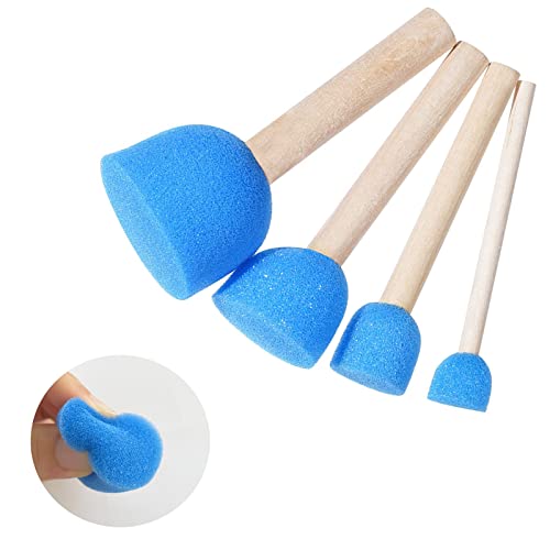 WAFJAMF 60 Pcs Round Sponges Brush Set 4 Sizes DIY Painting Tools Blue - color: Blue