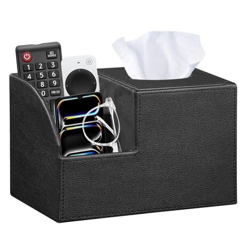 PU Leather Square Tissue Box Cover - Multi-Functional Tissue Box Holder - color: Blitchi