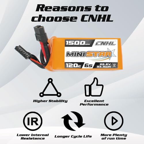 CNHL 1500mAh 6S LiPo Battery 22.2V 120C with XT60 Plug (2 Packs)