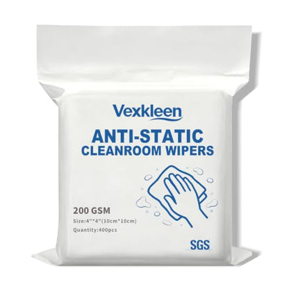 4" x 4" Anti-Static & Microfiber Wipes (100 Pcs, 200GSM) - size: 4" x 4" (Pack of 400)