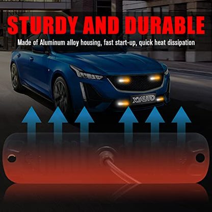 6LED Car Truck Emergency Beacon Warning Hazard Flash Strobe Light Amber/White 4-pack - color: Amber White
