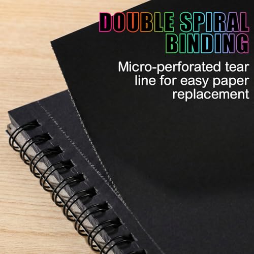 Black Paper Sketchbook 8 × 8 in, 30 Sheets, 160gsm Spiral Bound Drawing Pad - size: 8×8 Inch (1 pack)