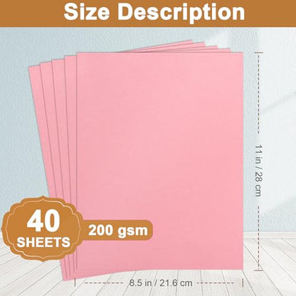 Silunkia 40 Sheets Candy Pink Cardstock 8.5 x 11 Craft Paper 75lb - color: Pink