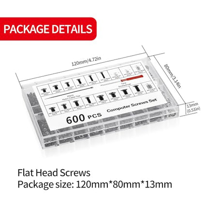 600 Pcs Small Screw Kit - M2 M2.5 M3 Screws for Electronics & Repair
