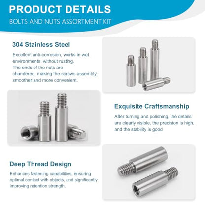 M3x12+6mm Standoff Extension Posts Screws Stainless Steel 12 Pcs - size: M3x12+6mm