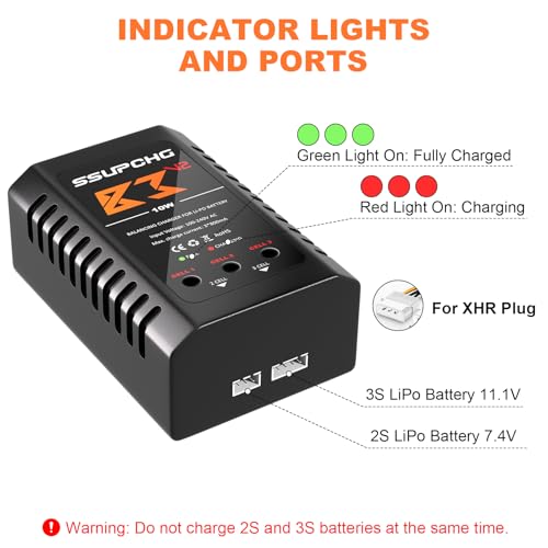 LiPo Battery Charger, Balance Charger for 2S 3S XHR Plug Battery