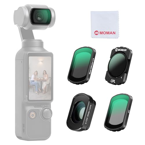 Moman Magnetic Filter Kit Compatible with DJI Osmo Pocket 3 Pocket 4, Black Mist 1/4 CPL Wide Angle UV Filters, Cinematic Vlog Camera Accessories for Travel Video Photography - size: Everyday Shooting Kit (4 pack)