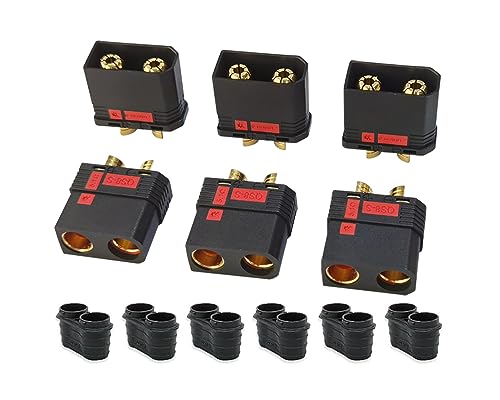 Qs8 Connector Male and Female High Current Antispark Connector Black Application with Remote Control Toys Drone Battery Charger Etc (3 Pairs)