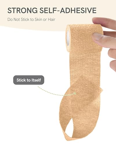FriCARE Self Adhesive Bandage Wrap, Medical Tape in First Aid Kit, Tan - color: Tan