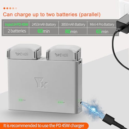 Parallel Charger with Storage Charge for DJI Mini 5 4 Pro/Mini 3 Series Battery,Two-Way Charging Hub,Charge Two Batteries Drone Accessories