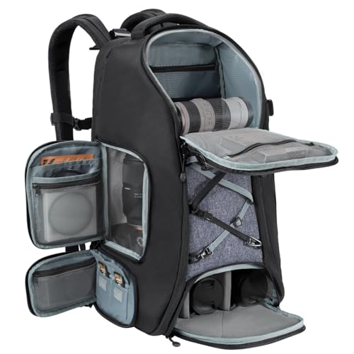 K&F CONCEPT Camera Backpack,30L Large Capacity Camera Bag for Photographers - color: 03-black-grey, size: 30L