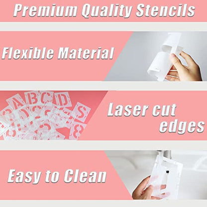 YEAJON 2.5 Inch Letter Stencils Symbol Numbers Craft Stencils, 42 Pcs Reusable Alphabet Templates Interlocking Stencil Kit for Painting on Wood, Wall, Rock, Sign, DIY Art Projects - size: 2.5 inch