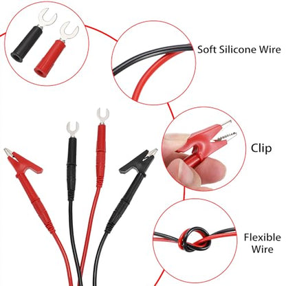Sumnacon 4 in 1 Banana Plug Alligator Clip Pure Copper Fork Test Lead,2M - size: 6.6 ft
