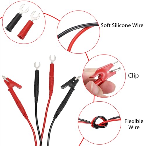 Sumnacon 4 in 1 Banana Plug Alligator Clip Pure Copper Fork Test Lead - size: 9.8 ft