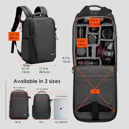 TARION Urban Camera Backpack for Photographers Compact 12.5L Black TRL - color: 12.5l Backpack Black, size: Large