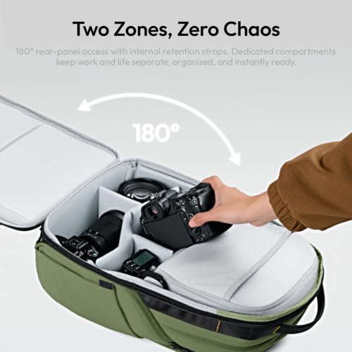 ULANZI YY038 Travel Camera Backpack 22L for Mirrorless DSLR (Green) - color: Green