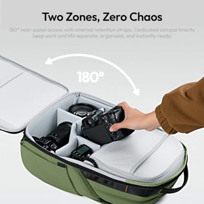 ULANZI YY038 Travel Camera Backpack 22L for Mirrorless DSLR (Green) - color: Green