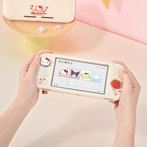 Kuitmor Switch Lite Protective Case,Soft Silicone Protective Shell,Anti-Scratch Protective Cover Case for Switch Lite with 2 Thumb Grip Caps（Beige Hello Kitty） - color: Beige Hello Kitty