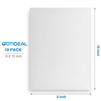 GOTIDEAL Stretched Canvas, 8x10 Inch Set of 10, Primed White - color: White, size: 8"x10"