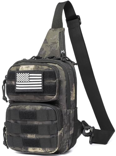 Tactical Sling Bag Backpack, RFID Blocking Crossbody Shoulder Bag for Men - color: Black CM