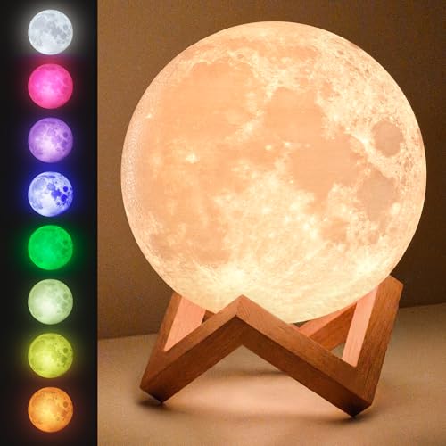 Mind-Glowing 3D Moon Lamp, 16 Colors, Touch/Remote Control (5.9 inch) - color: Moon, size: 5.9 Inch