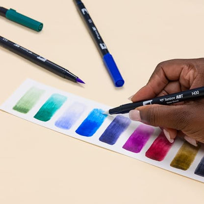 Tombow 56257 Dual Brush Pen Art Markers, Dragons, 10-Pack. Brush/Fine Tips