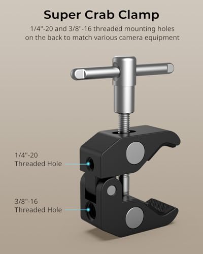 SMALLRIG 9.8 Inches Magic Arm Clamp Kit with 1/4" and 3/8" Threaded Holes - size: 9.8''+arm only