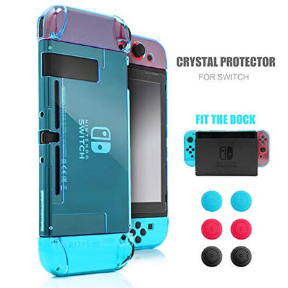 Dockable Case for Switch Console, Screen Protector & 6 Joystick Thumb Grips - color: Blue