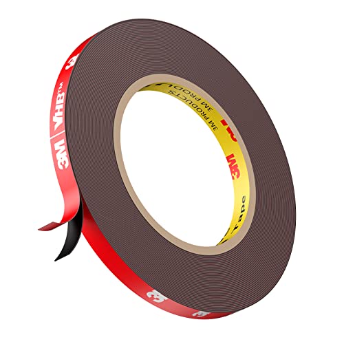 Double Sided Tape, Heavy Duty Mounting Tape Waterproof Foam Tape, 32FT Length, 0.39IN Width for LED Strip Lights, Home/ Office Decor, Made of 3M VHB Tape - size: 33FT