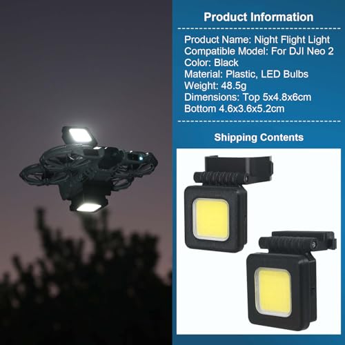 LED Night Flight Light for DJI Neo 2 Rechargeable Quick Release Navigation LED Night Lights Anti-Collision Warning Light Drone Landing Gear Protector with Three-Mode Lighting (SET) - color: SET