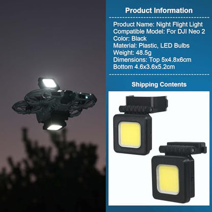 LED Night Flight Light for DJI Neo 2 Rechargeable Quick Release Navigation LED Night Lights Anti-Collision Warning Light Drone Landing Gear Protector with Three-Mode Lighting (SET) - color: SET