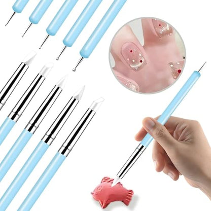 10 Pcs Silicone Clay Sculpting Tools Set, Double-Ended Dotting Tools & Silicone Brushes for Polymer Clay, Air Dry Clay, Pottery & DIY Crafting - color: 10Pcs-Blue
