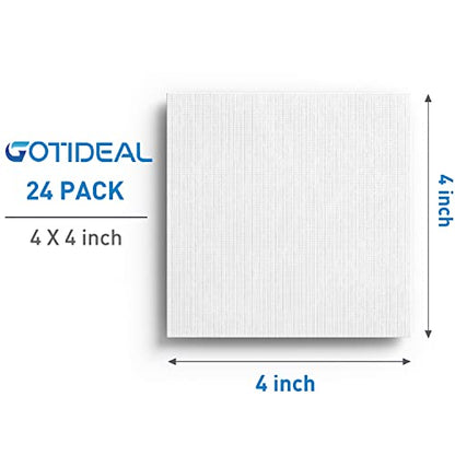 GOTIDEAL Canvases for Painting, 4x4 inch of 24 Pack, 100% Cotton - size: 4"x4"