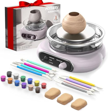 Alldeer Mini Pottery Wheel for Kids Teens Girls Beginners - color: purple