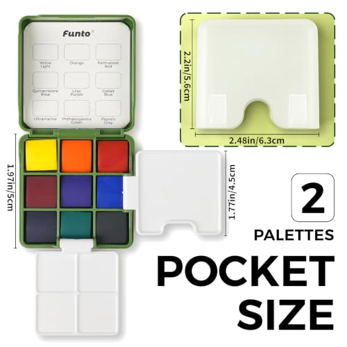 Funto Mini Watercolor Travel Set Refill, 9-Color Replacement Palette For Painting - style: Basic Set