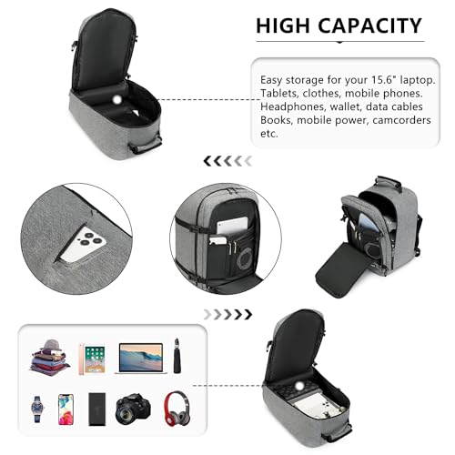 Kono Travel Backpack Airline Approved Under Seat Personal Item Bag - color: Grey, size: Small