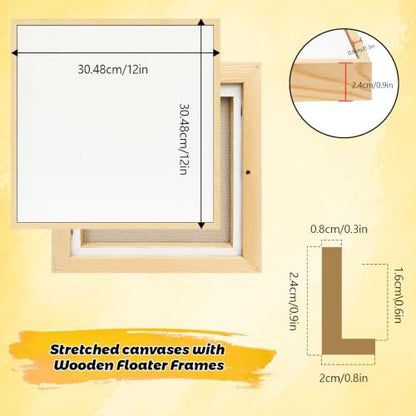 3 Pack 12 x 12 inch Floater Frame Canvas 12 oz Acid-Free Warp Resistant - size: 3pk - 12x12"