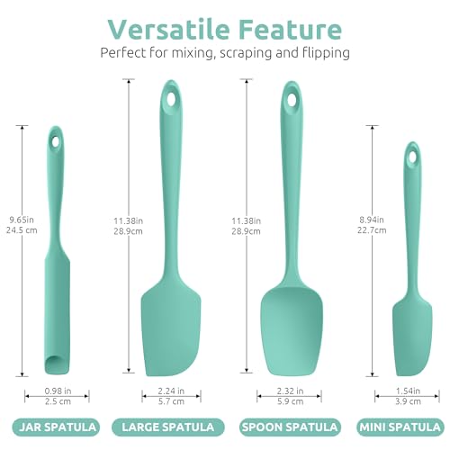 U-Taste 600ºF Heat Resistant Silicone Spatulas for Cooking, 4Pcs/Aqua Sky - color: AquaSky