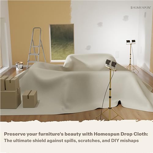 HOMESPUN Painters Cotton Thick Canvas Drop Cloth 6 x 9 ft - 2 Pack - size: 6 ft x 9 ft (Pack of 2)