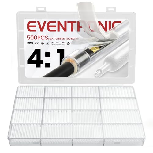 4:1 Heat Shrink Tubing Kit, 500PCS Adhesive Lined Wire Tubing - size: Clear