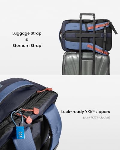 tomtoc Travel Backpack 40L, TSA Carry On Bag Flight Approved, PFAS Free - color: Coastal Blue-ripstop, size: 40L