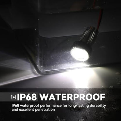 4-Pack IP68 LED Boat Interior Courtesy Lights Dia 1 Inch, White - color: WHITE