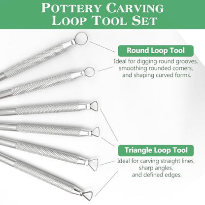 6-Piece Aluminum Clay Sculpting & Carving Tool Set – Silver Craft Modelling Scrapers for Pottery, Polymer & Wax