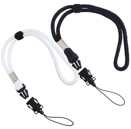 2 Pack Camera & Cell Phone Wrist Strap (Lanyard Style) Adjustable with Quick-Release. (Black & White Set) - color: Black and White Wrist Strap